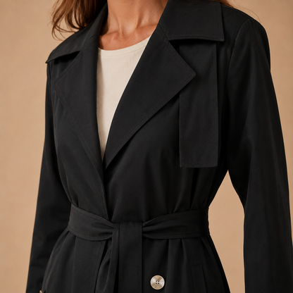 Trench Coat for Women Double Breasted Belted Coat with Pockets for Office Travel
