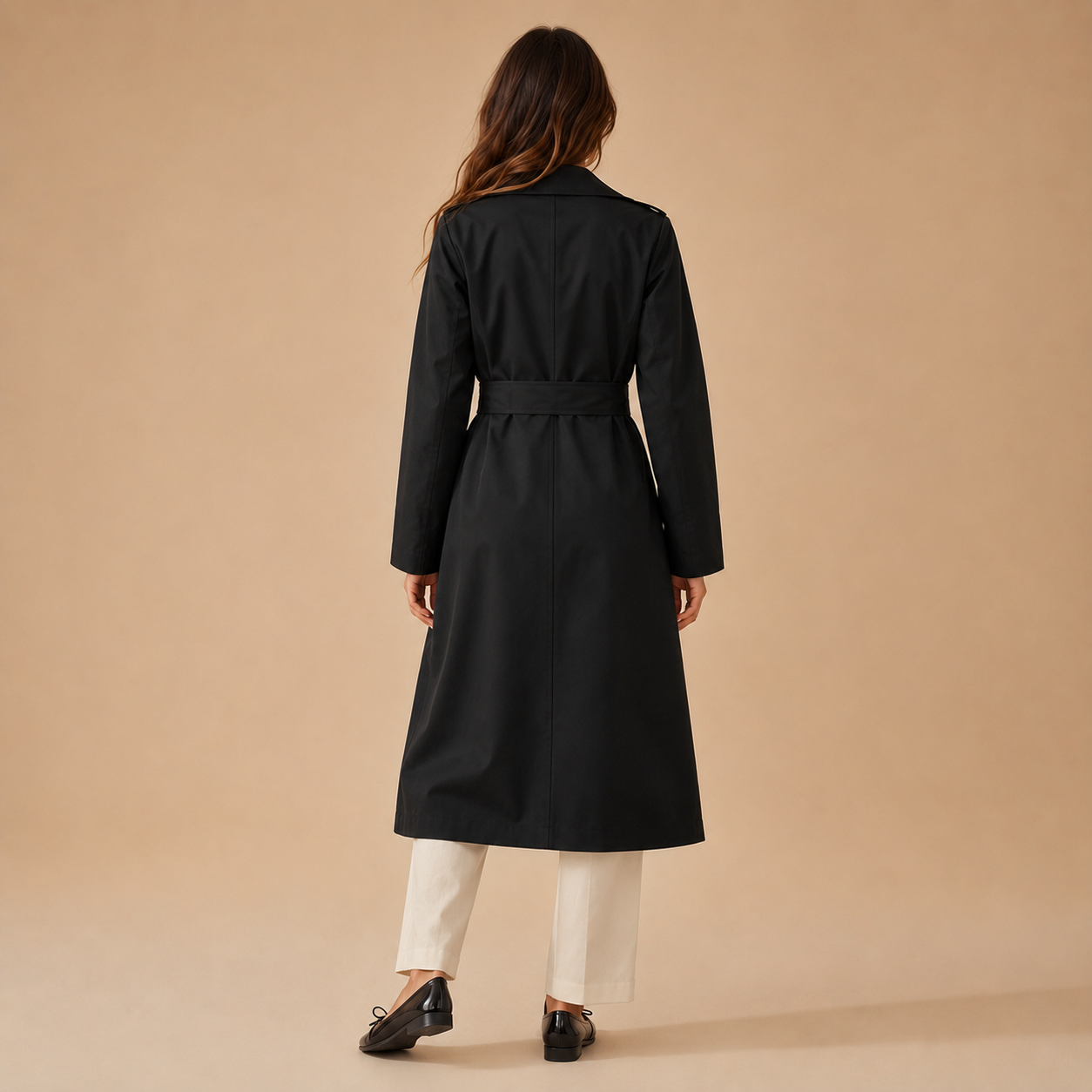 Trench Coat for Women Double Breasted Belted Coat with Pockets for Office Travel