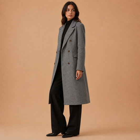 Trench Coat for Women Double Breasted Long Belted Coat for Office Travel Autumn