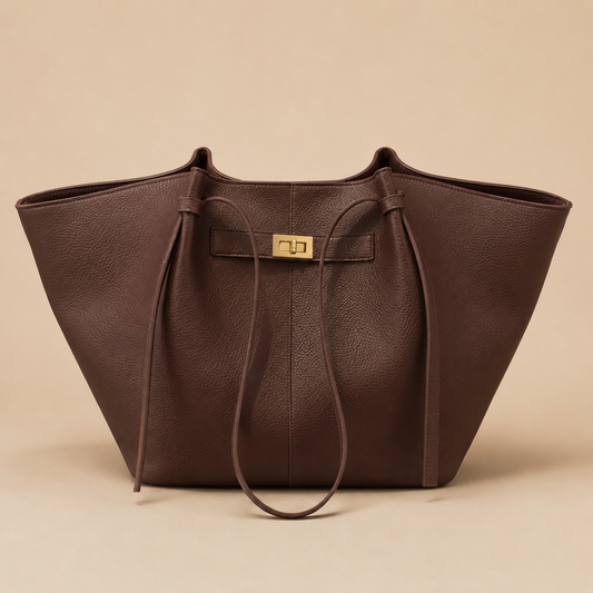 Structured Leather Tote Bag for Women Large Capacity Shoulder Strap for Work Travel Everyday