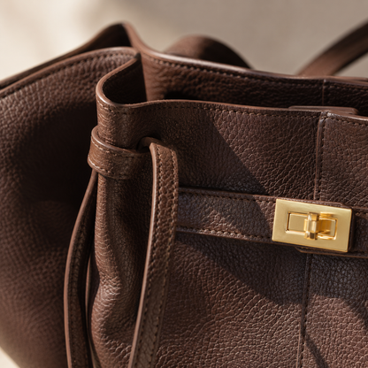 Structured Leather Tote Bag for Women Large Capacity Shoulder Strap for Work Travel Everyday