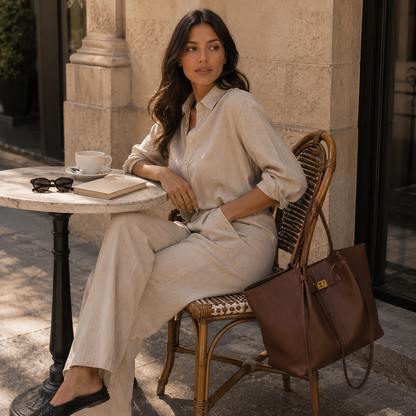 Structured Leather Tote Bag for Women Large Capacity Shoulder Strap for Work Travel Everyday