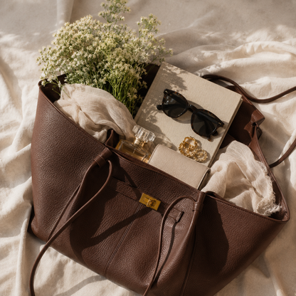 Structured Leather Tote Bag for Women Large Capacity Shoulder Strap for Work Travel Everyday