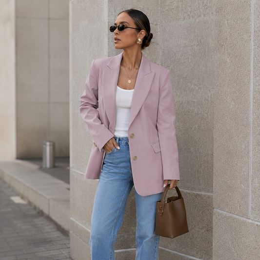 Women’s Blazer – Single-Breasted, Long Sleeve, Flat Lapel and Regular Fit