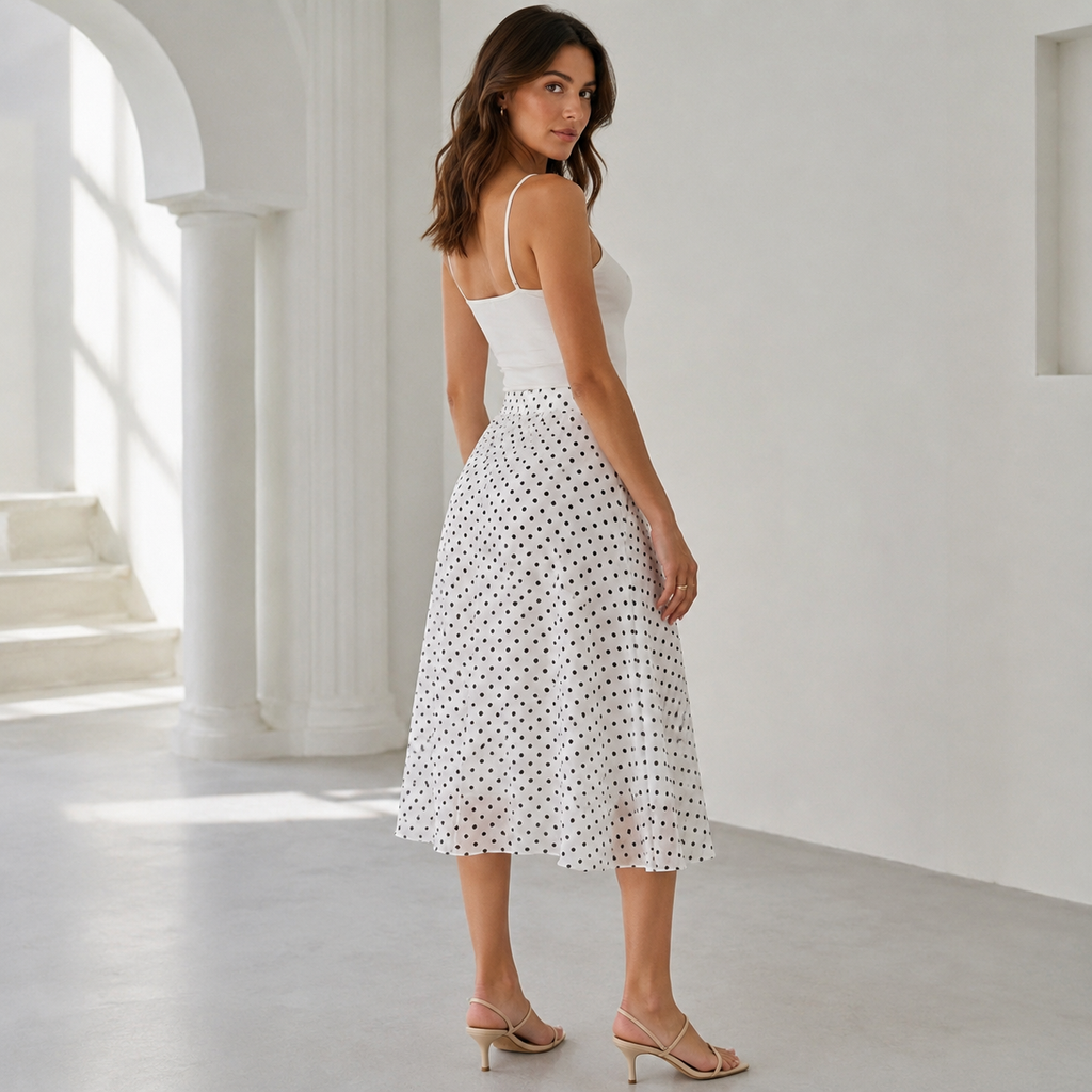 Polka Dot Mesh Skirt