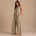Sleeveless Wide-Leg Set