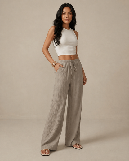Wide Leg Trouser Set for Women Tie Waist Tailored Co Ord for Office Work