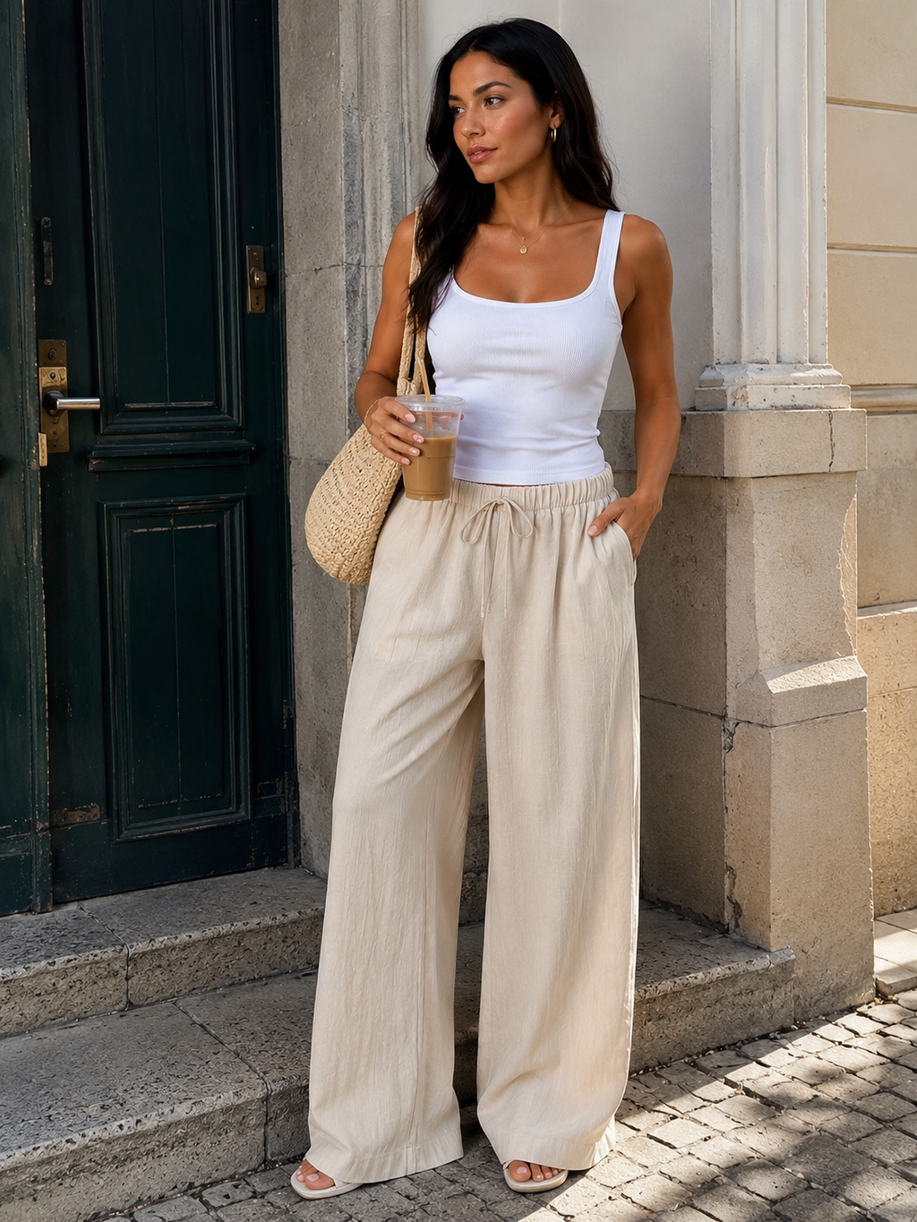 Linen Drawstring Trousers