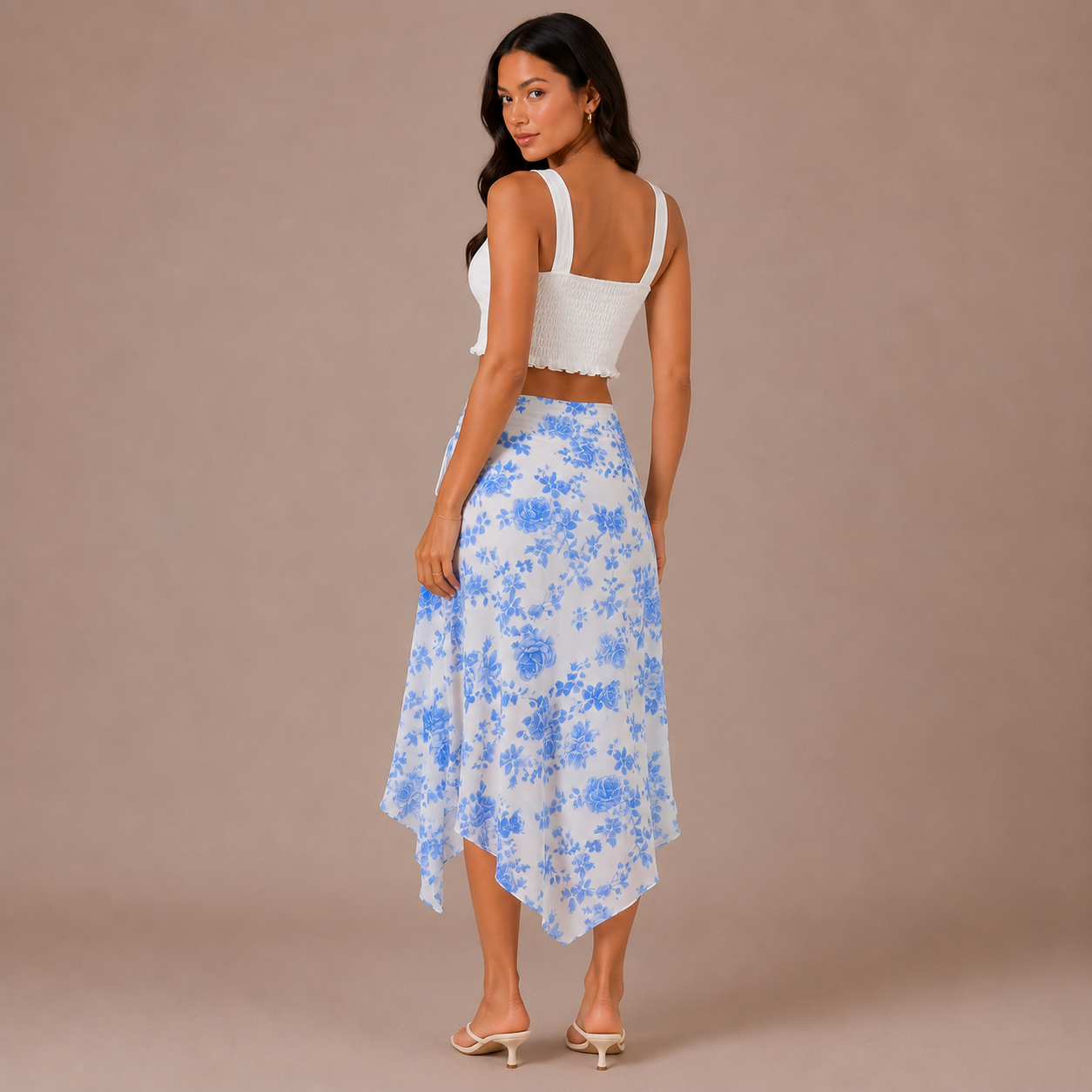 Blue Print A-Line Skirt