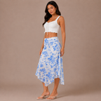 Blue Print A-Line Skirt