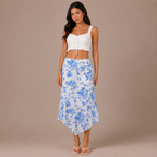 Blue Print A-Line Skirt