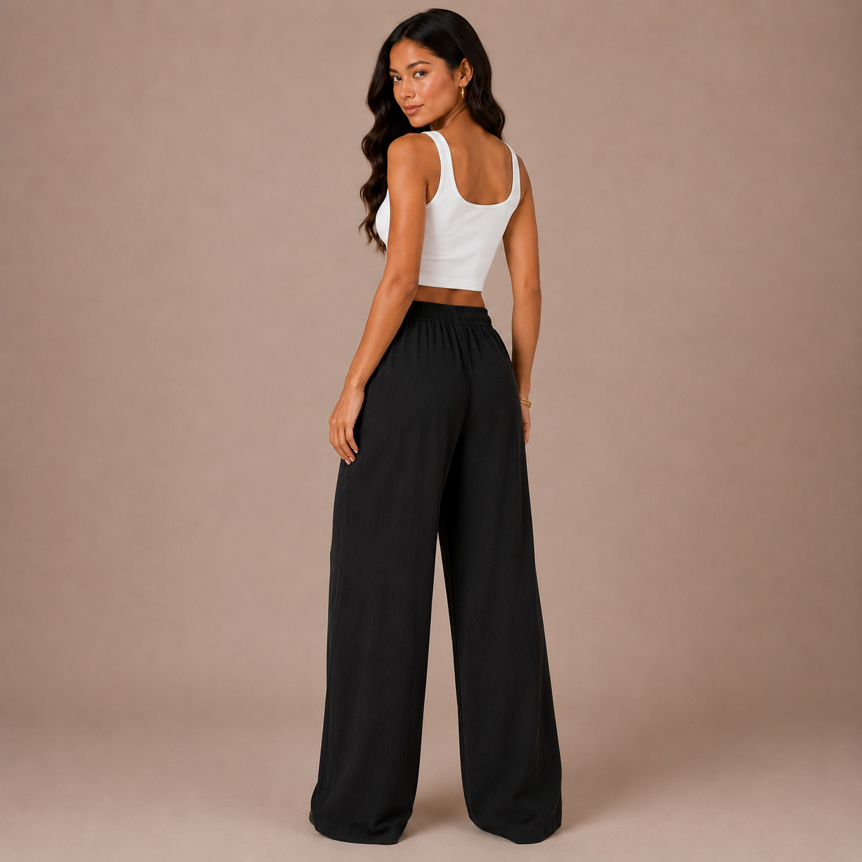 Elastic Waist Linen Trousers