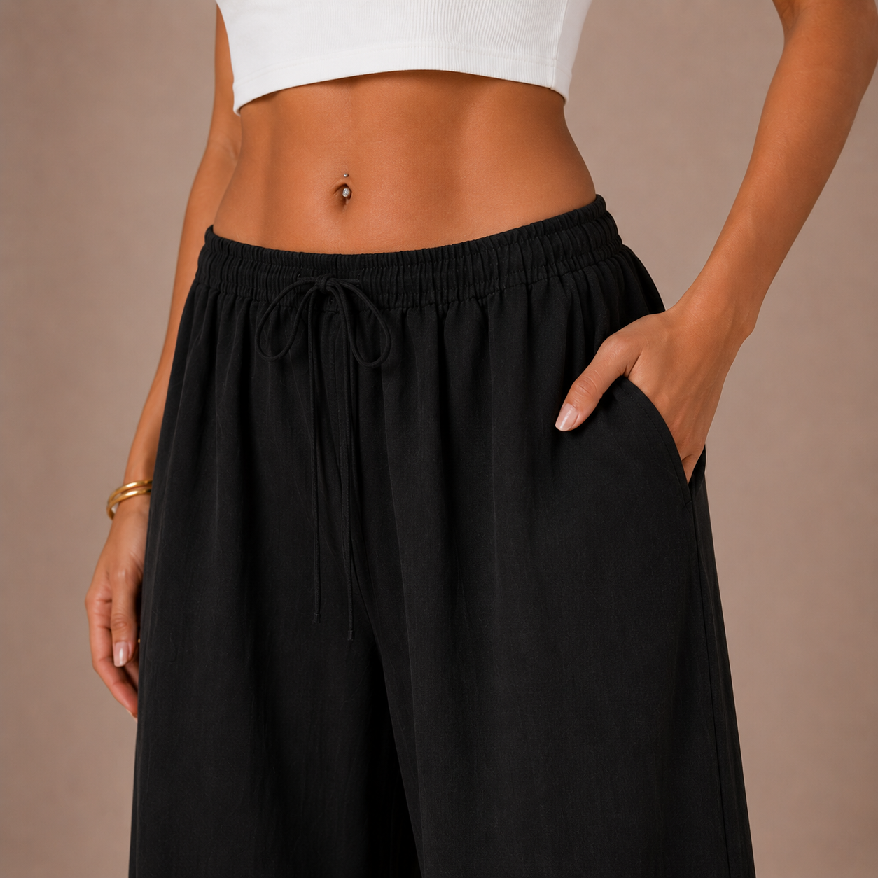 Elastic Waist Linen Trousers