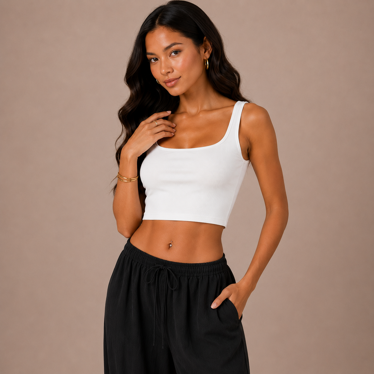 Elastic Waist Linen Trousers