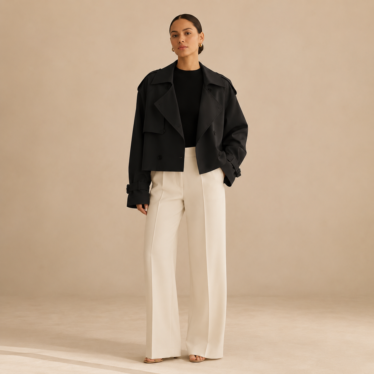 Trench Coat for Women Classic Double Breasted Belted Coat for Work Travel