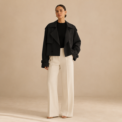 Trench Coat for Women Classic Double Breasted Belted Coat for Work Travel