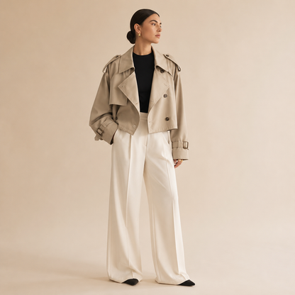 Trench Coat for Women Classic Double Breasted Belted Coat for Work Travel