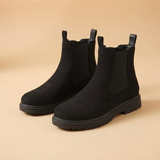 Chelsea Boots for Women Velvet Platform Ankle Boots for Autumn Winter Daywear