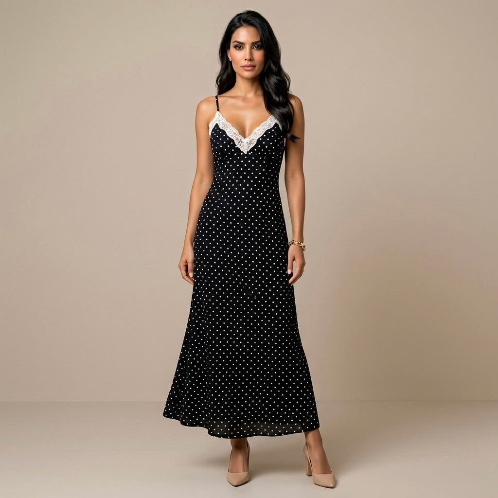 Lace V-Neck Maxi Dress