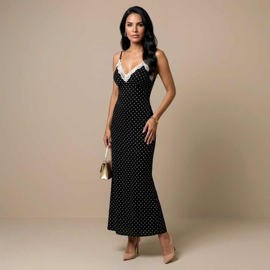 Lace V-Neck Maxi Dress