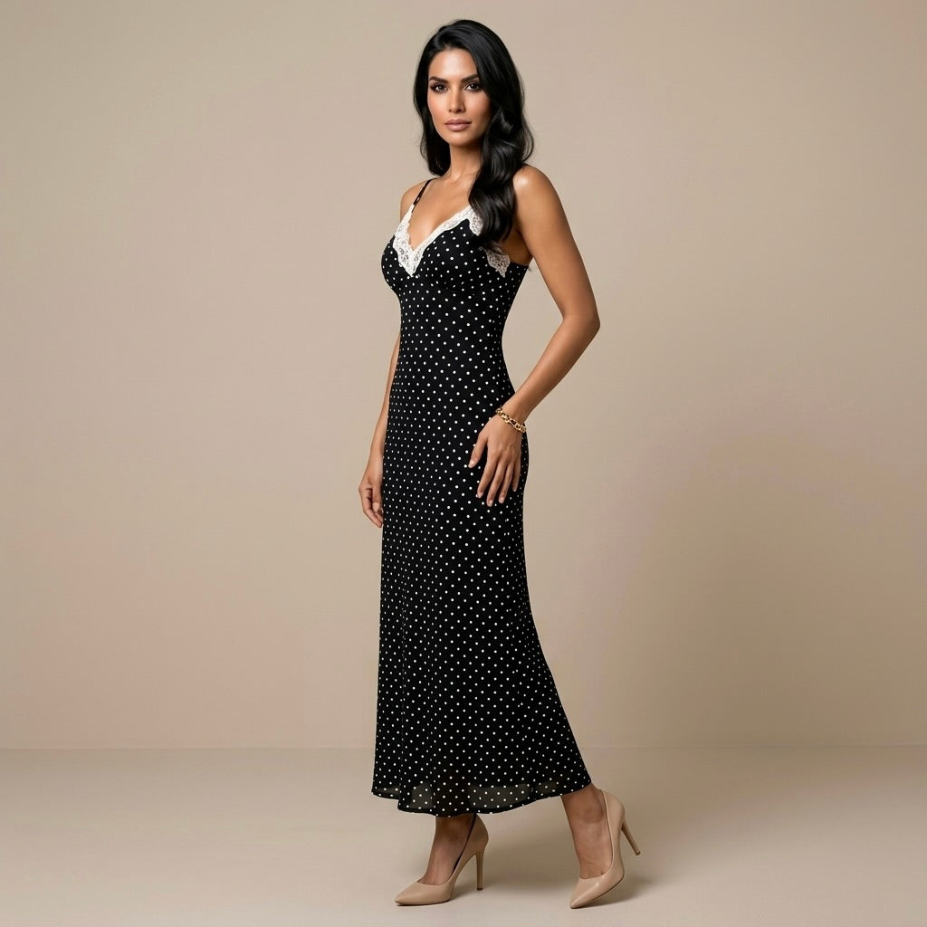 Lace V-Neck Maxi Dress