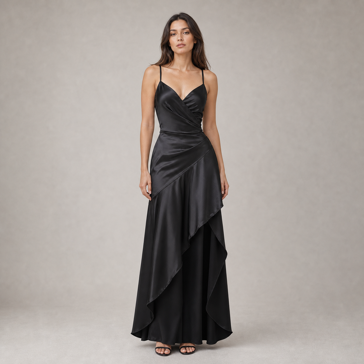 Satin Dress for Women Spaghetti Strap Ruched Open Back Party Wedding Guest Dress
