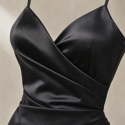 Satin Dress for Women Spaghetti Strap Ruched Open Back Party Wedding Guest Dress