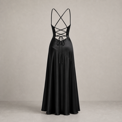 Satin Dress for Women Spaghetti Strap Ruched Open Back Party Wedding Guest Dress