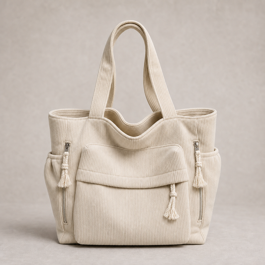 Corduroy Tote Bag for Women Large Crossbody Shoulder Bag for Work Commute Travel