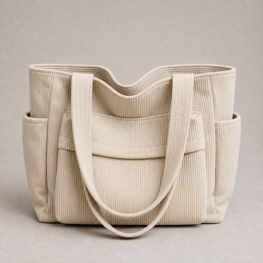 Tote Bag for Women Corduroy Shoulder Bag with Pockets for Work Travel Everyday