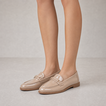 Loafers for Women Metal Buckle Low Heel Slip On Shoes for Office Work Everyday