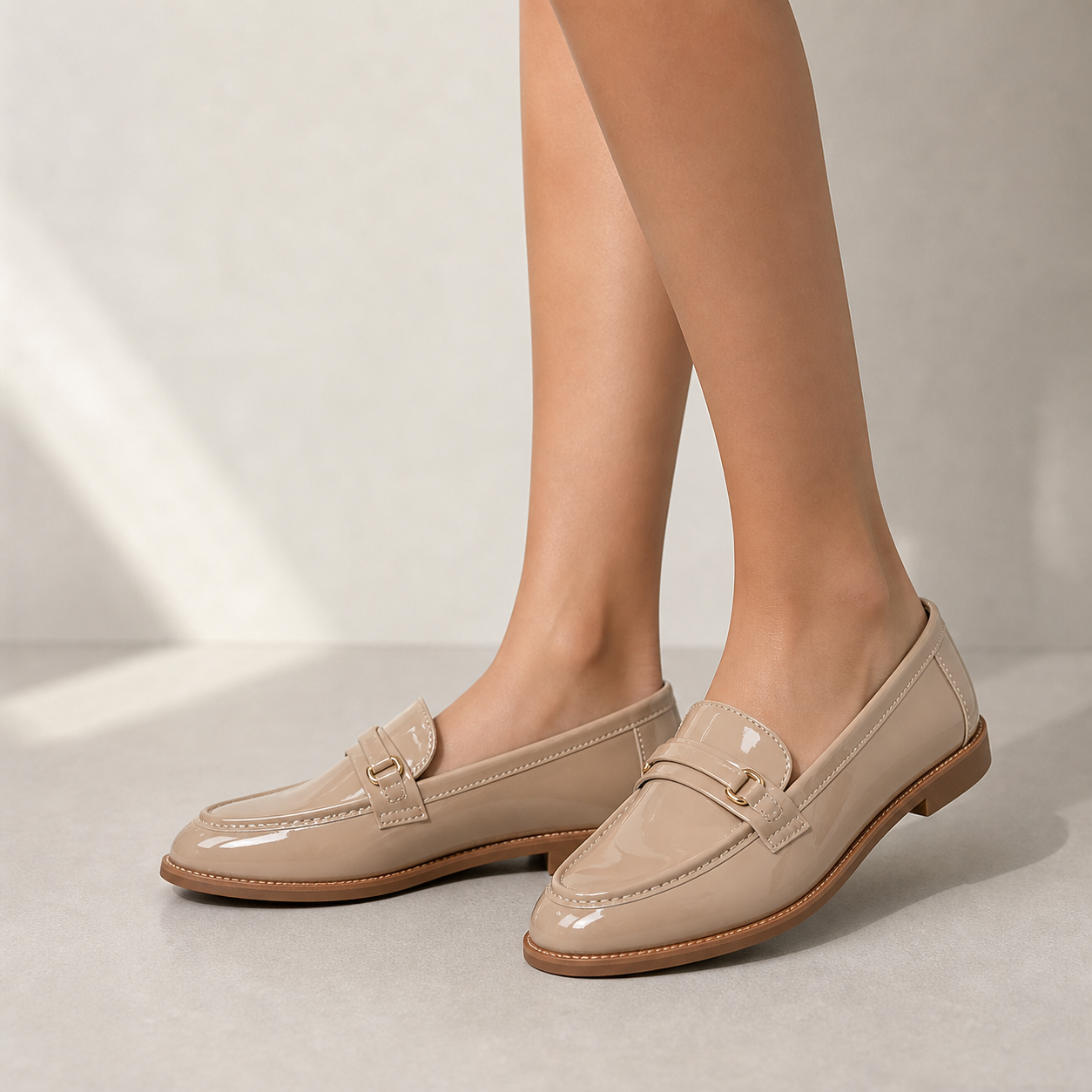Loafers for Women Metal Buckle Low Heel Slip On Shoes for Office Work Everyday
