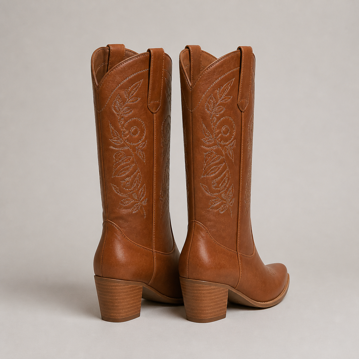 Women's Embroidered Western Cowboy Boots with Fleece Lining and Non-Slip Sole