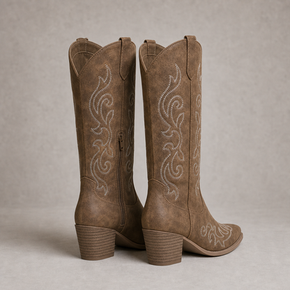 Women's Embroidered Cowboy Boots – Mid-Calf Western Boots for Festivals and Everyday Wear