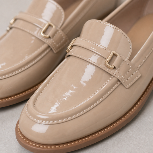 Loafers for Women Metal Buckle Low Heel Slip On Shoes for Office Work Everyday