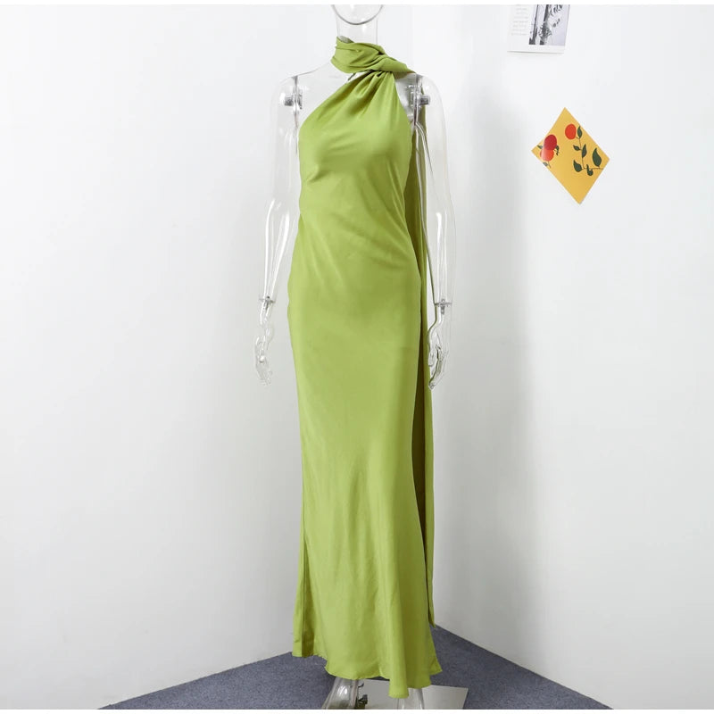 Ribbon Halter Maxi Dress by Maisonvirelle