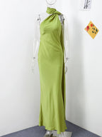 Ribbon Halter Maxi Dress by Maisonvirelle