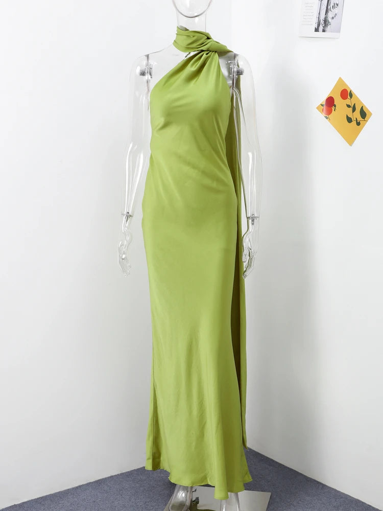 Ribbon Halter Maxi Dress by Maisonvirelle