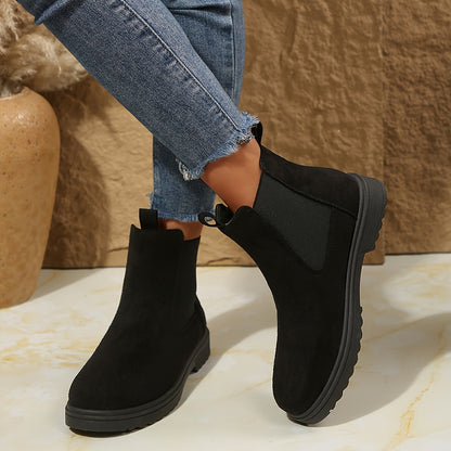 Chelsea Boots for Women Velvet Platform Ankle Boots for Autumn Winter Daywear