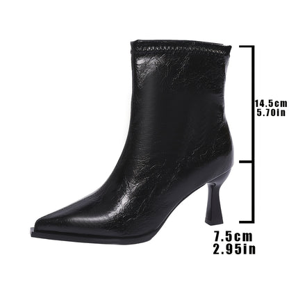 Ankle Boots for Women Pointed Toe Kitten Heel Side Zip Boots for Office Work