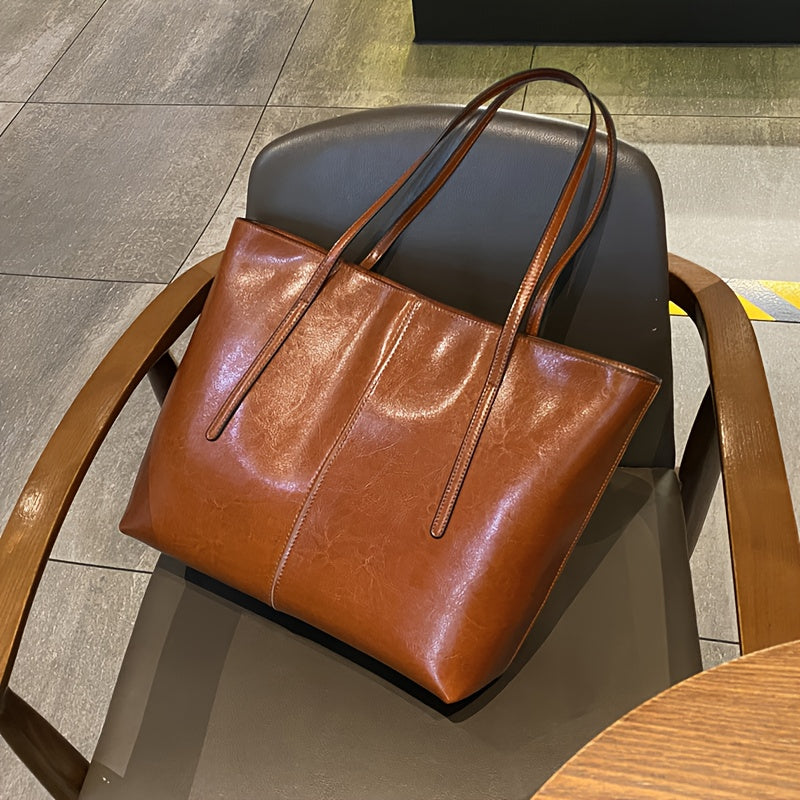 Leather Tote Bag for Women Large Compartment Shoulder Bag for Office Travel Everyday