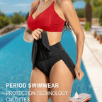 Women's High Cut Period Skort, Built-in 4-layer Period Protective Inner Brief, Ideal for Water