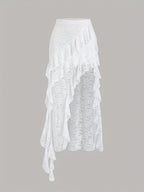 Ruffle Lace Mini Skirt by Maisonvirelle