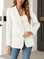 [Trendy Casual Suit Jacket] Trendy Solid Color Fashion Women's Casual Suit Jacket | Open Front Casual Suit Jacket