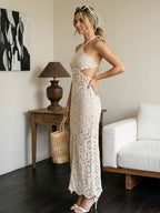 Crochet Halter Maxi Dress by Maisonvirelle