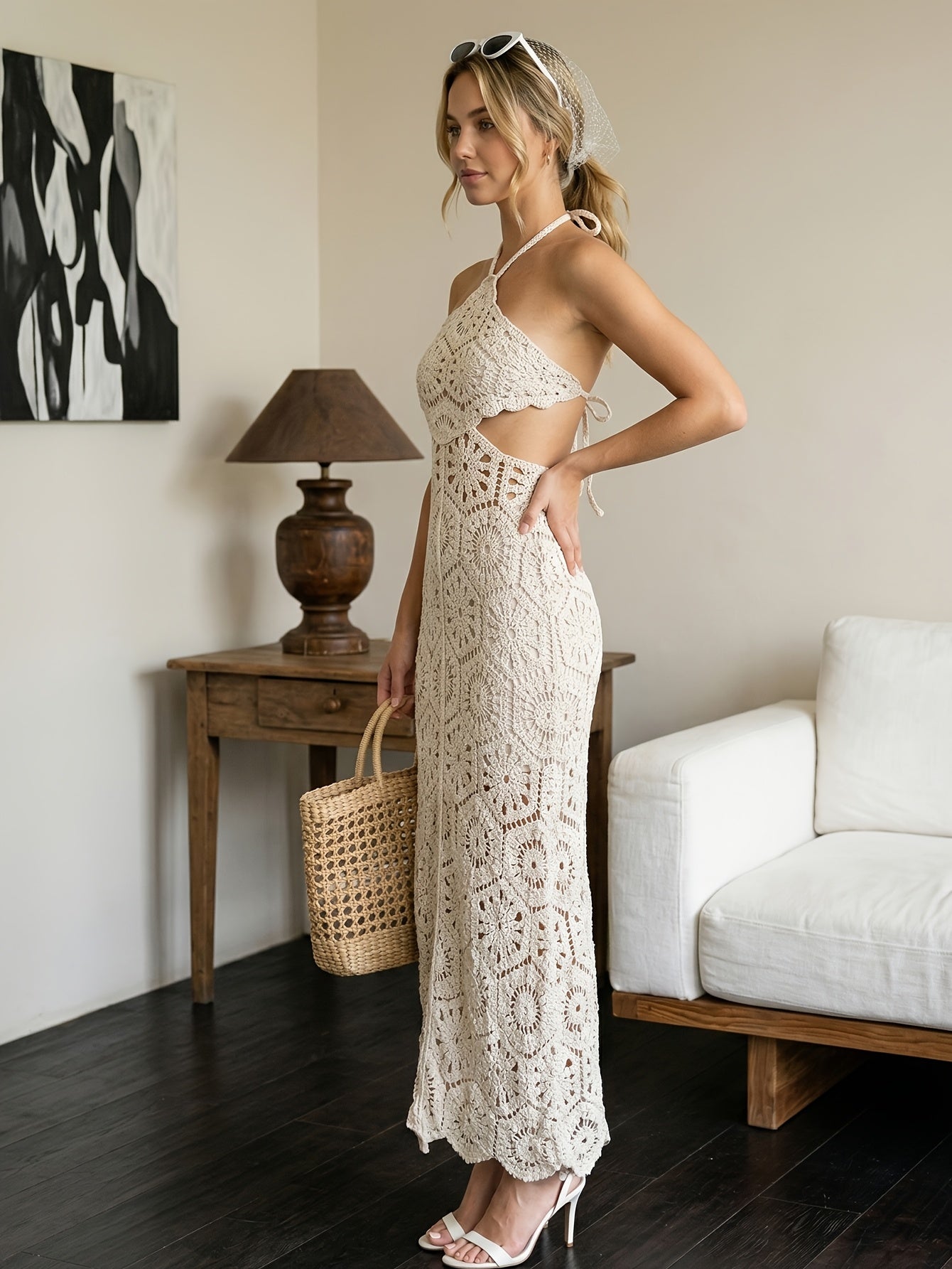 Crochet Halter Maxi Dress by Maisonvirelle