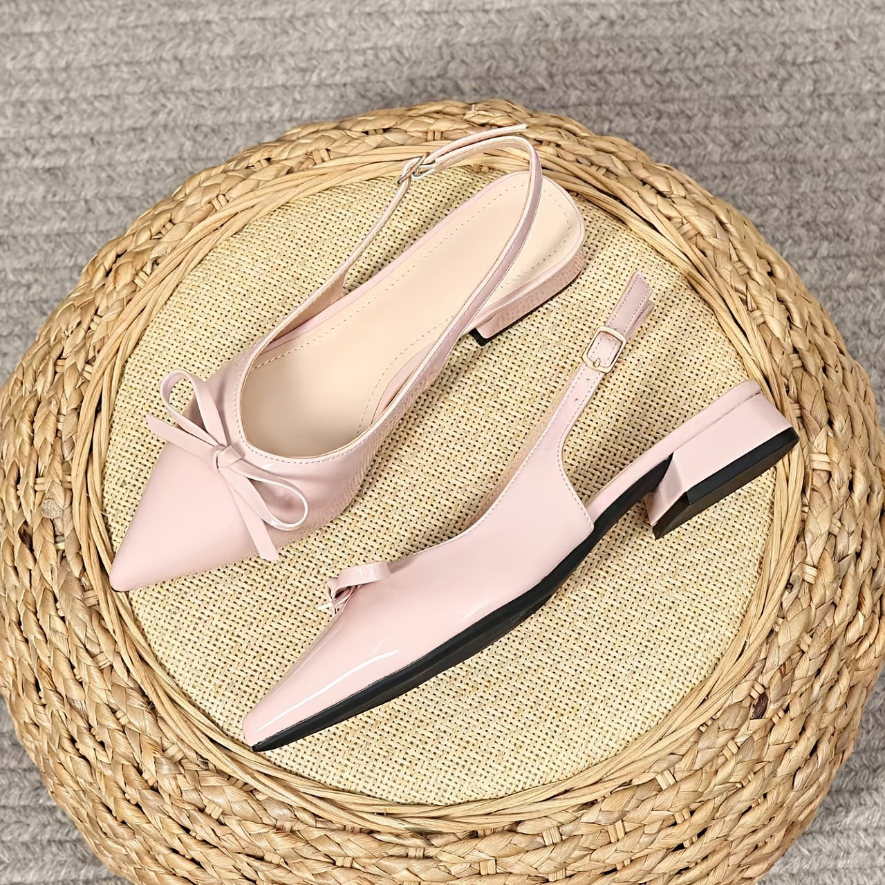 High Heel Sandals / Mid-Heel Red Closed-Toe Sandals / Fairy Shoes / New Style Bow Pointed-Toe Flat Shoes / Women Shoes