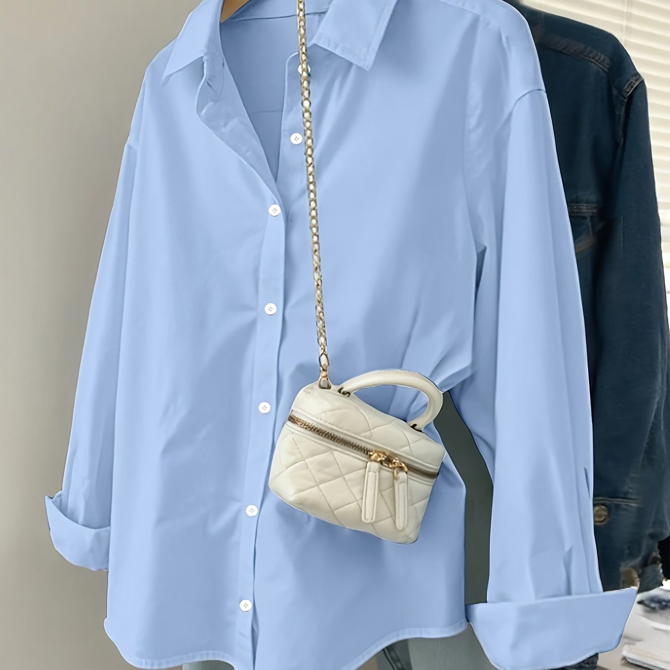 White Shirt for Women Long Sleeve French Style Button Shirt for Office Work Capsule Outfits