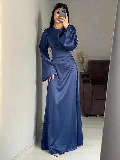Women'S Elegant Temperament Long Back-Tie Long Sleeve Dress