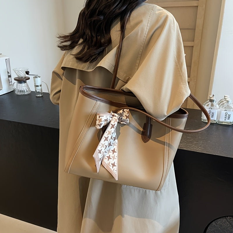Shoulder Bag for Women Large Capacity Scarf Handle Handbag for Work Dinner Travel